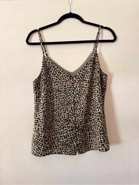 cupcakes & cashmere Leopard-Print Slip Cami in Tan and Black